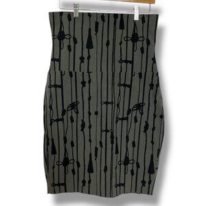Bitte Kai Rand Size M Magic Stretch Skirt High Waist Wiggle Tassel Print